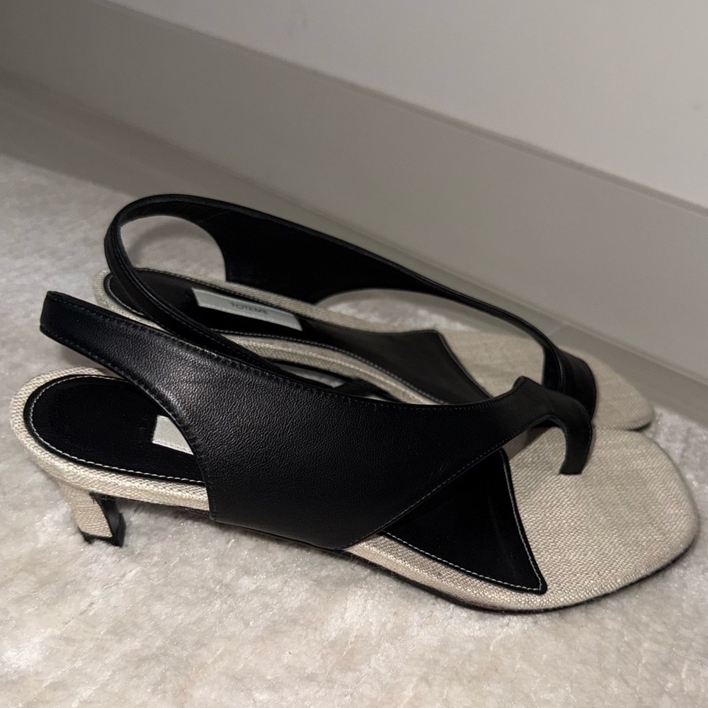 Toteme Sculptural Slingback Sandals, 40, Canvas Black - Picture 15 of 17